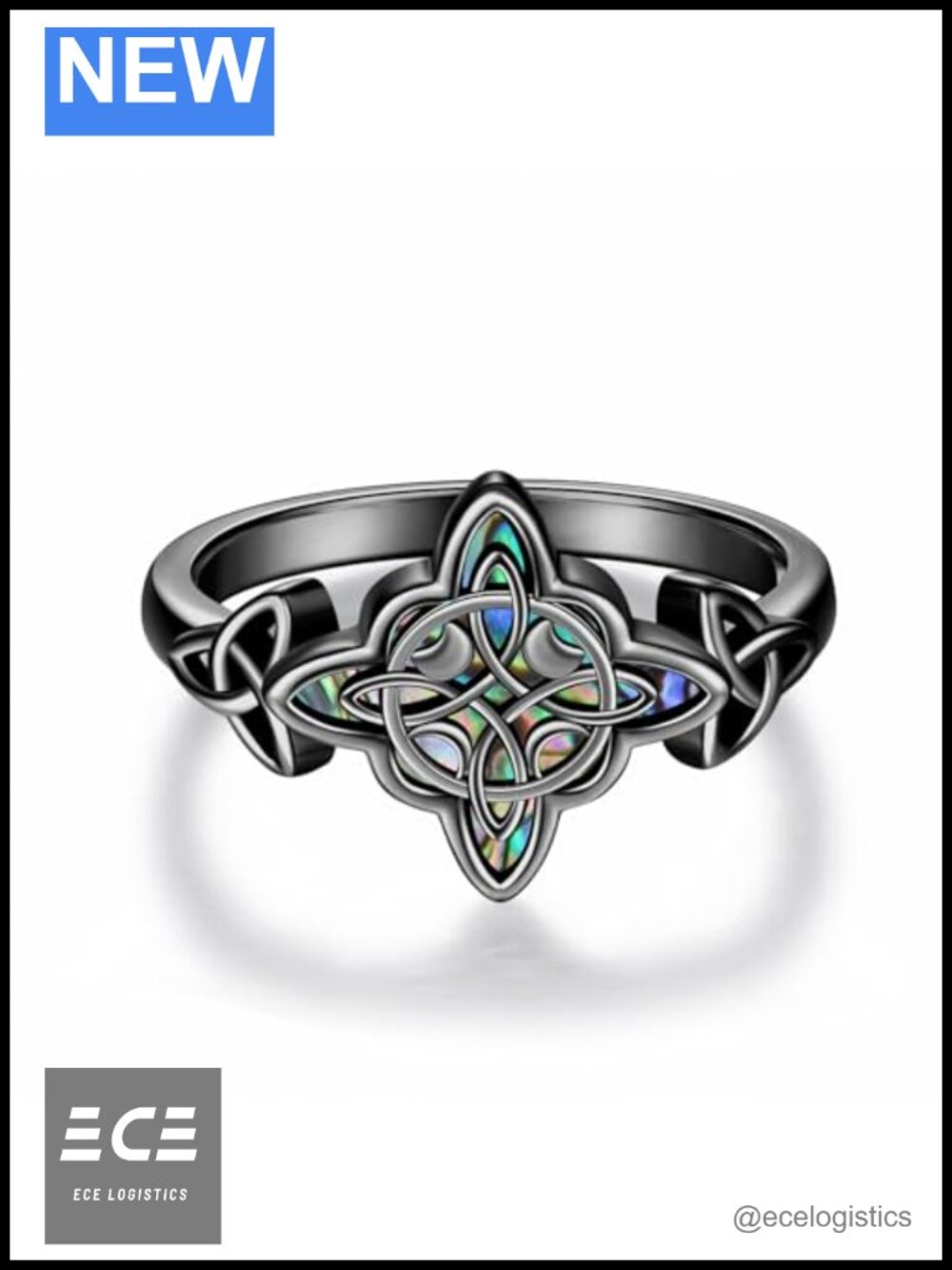 Sterling Silver Witches Knot Ring Size 7 Abalone Celtic Knot Witch Jewelry
